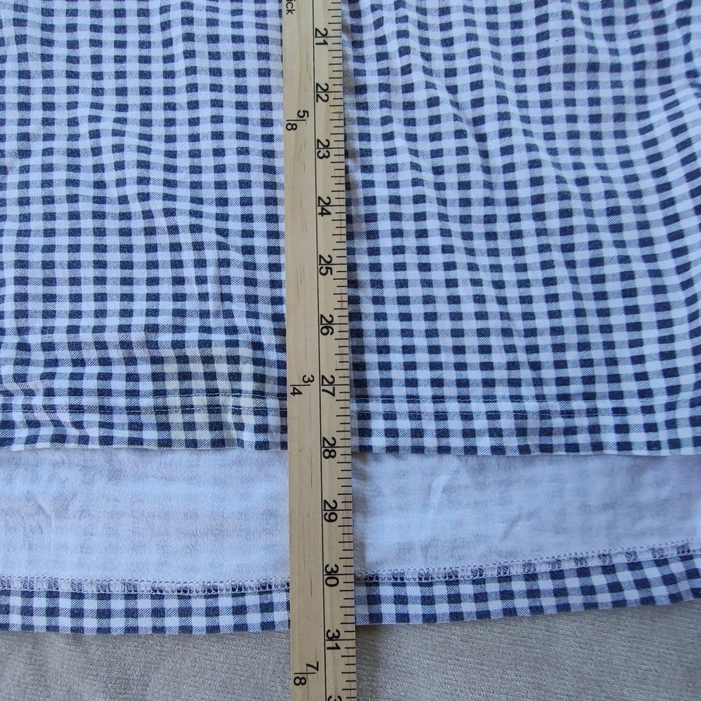 Orvis Mens XL Blue White Gingham Check 100% Cotton Short Sleeve Polo Shirt
